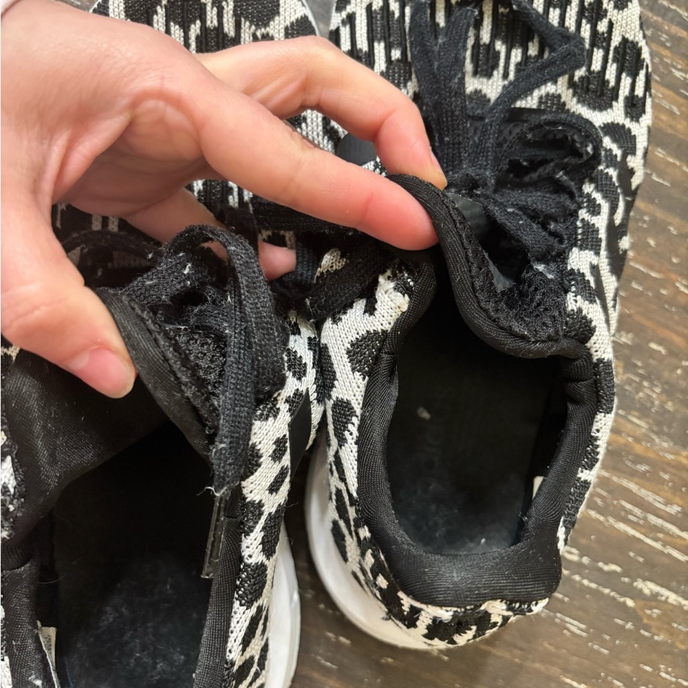 adidas Black and White Leopard Knit Slip-On Sneakers - Picture 5 of 7